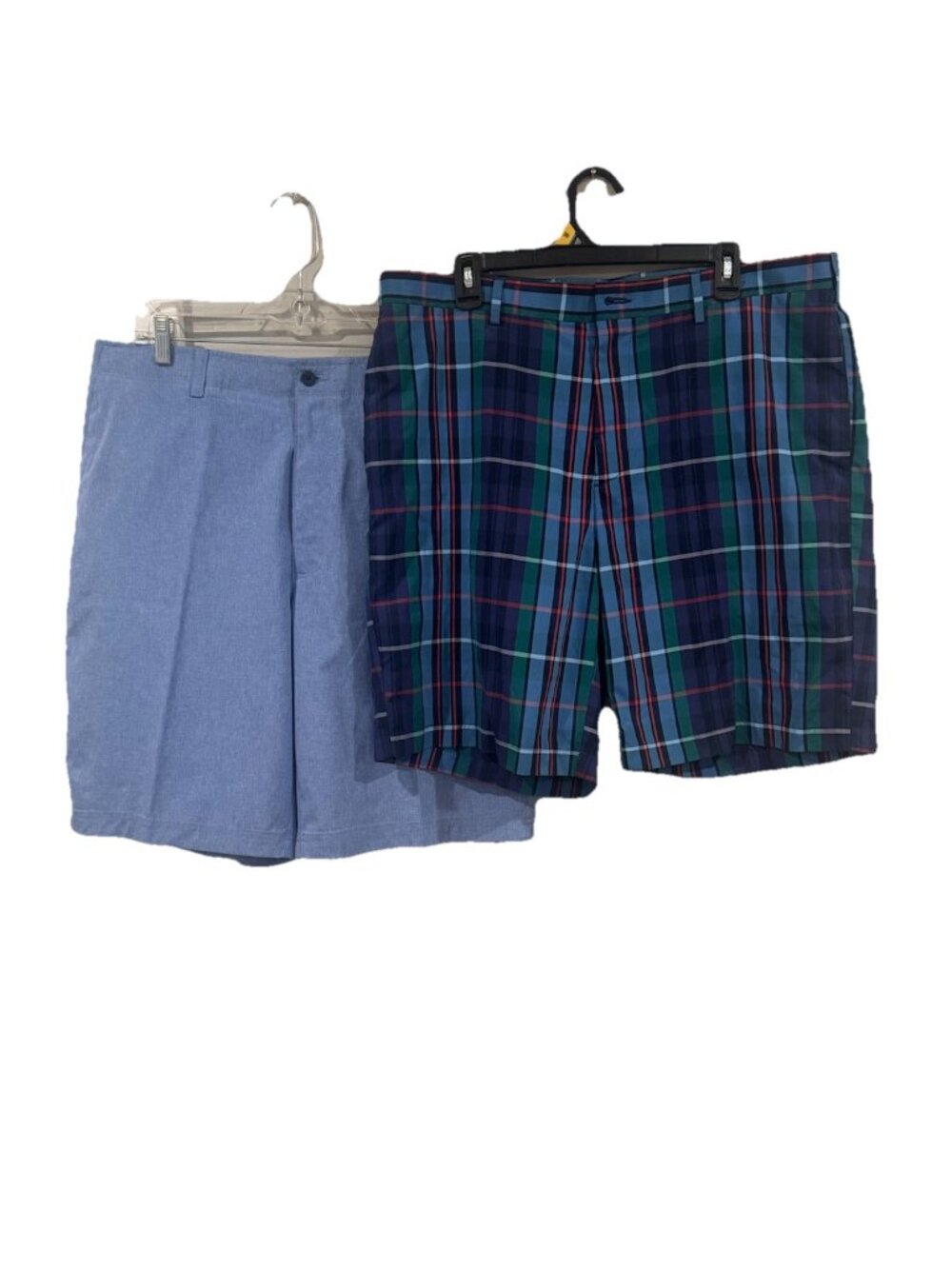 Jack Nicklaus Shorts Lot of 2 Mens 36 Blue & Plaid Golf Lightweight Stretch